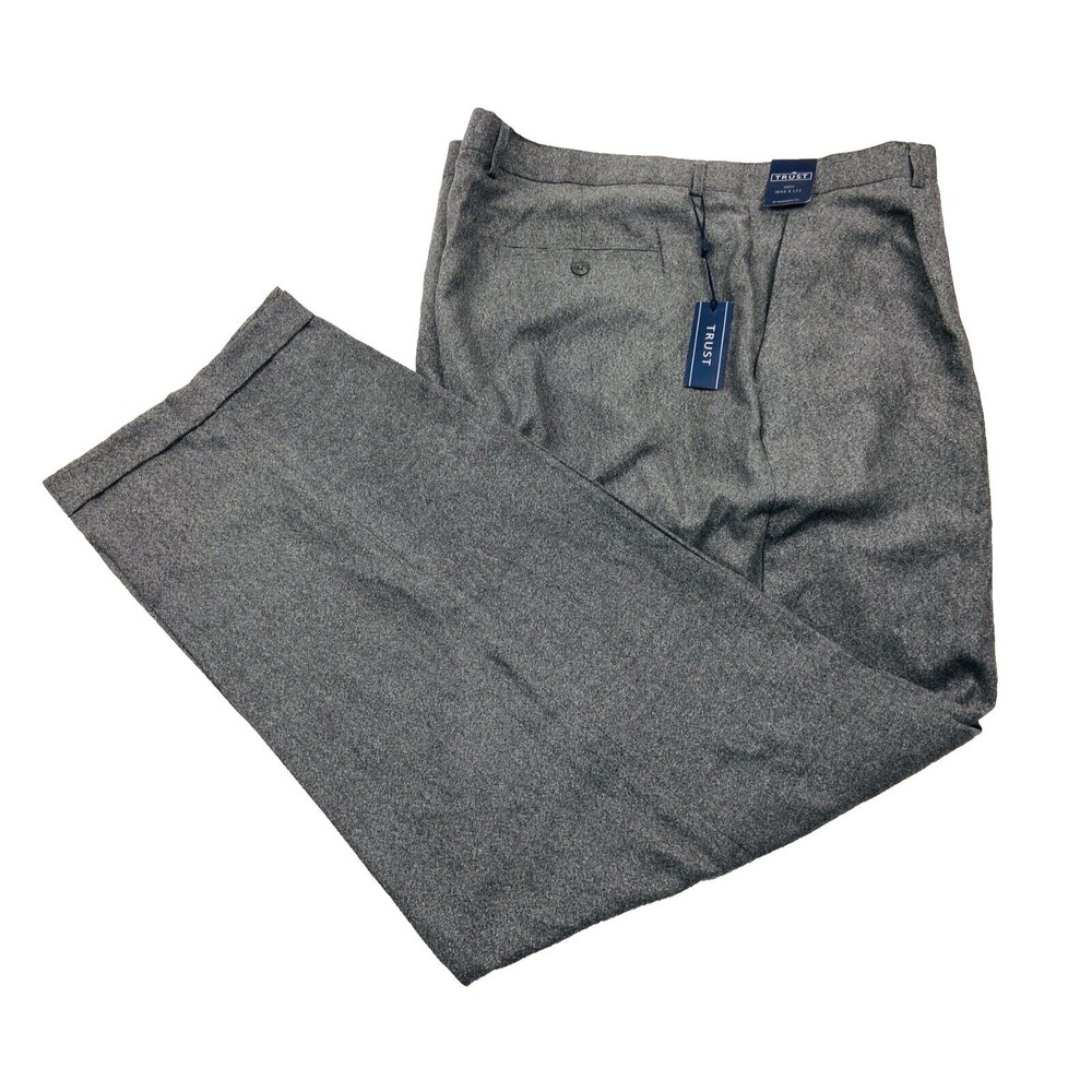 BRAND NEW TRUST Mens 44x32 Solid Gray Super Soft Polyester Dress Pants/Slacks